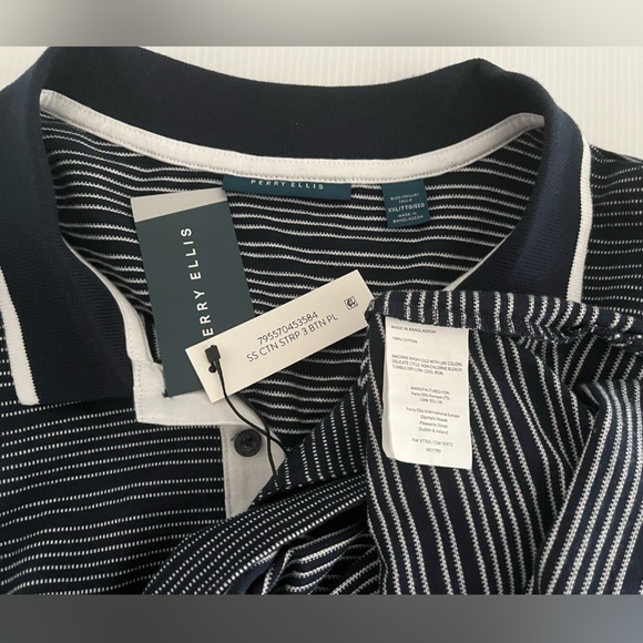 Perry Ellis 100% Cotton Short Sleeve Knitted Stripe Polo sz XXL - Picture 13 of 15
